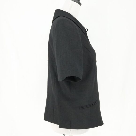 Lord & Taylor Jacket Petites 12P Black Lined Pockets Shell Buttons Career Vtg - Picture 6 of 16